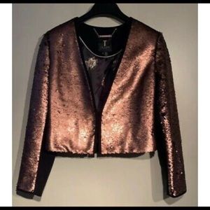 Ted Baker Zalee Sequin Crop Jacket  Sz UK 2 Us 4-6